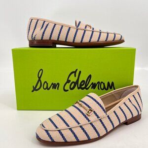 Sam Edelman Loraine Loafer Cobalt Stripe Size 7 Fabric Bit Almond Toe Flat